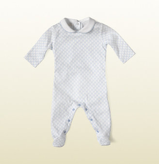 Gucci long sleeve sleepsuit in all-over mini GG print.