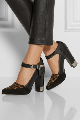 Toga Leather, suede and calf hair pumps