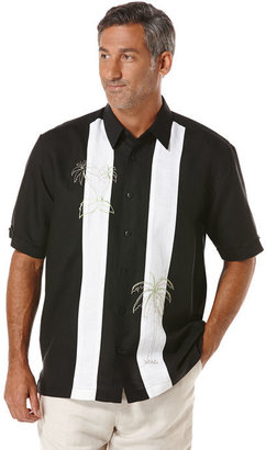 Cubavera Big & Tall Short Sleeve Shirt With Contrast Panel Tree Embroidery