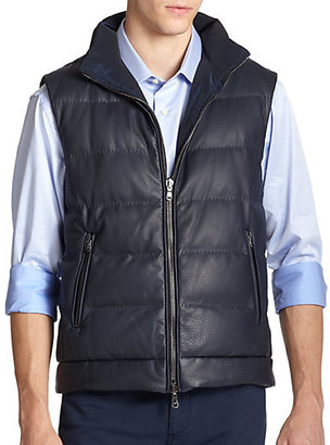 Saks Fifth Avenue Leather Puffer Vest