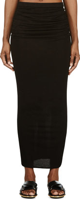 Givenchy Black Gathered Side Silk Blend Midi Skirt