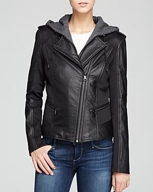 Marc New York 1609 Marc New York Belle Bubble Leather Jacket with Hood