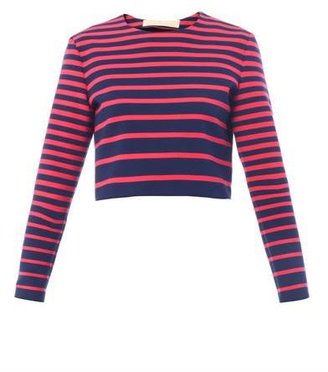 Thakoon Striped long-sleeved crop top