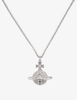 Vivienne Westwood Crystal and Rhodium Orb Design Mayfair Pendant Necklace, Size: 44cm