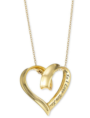 Xo Inspirational 14k Gold over Sterling Silver Necklace, I Love You Pendant