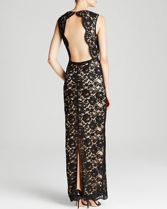 Laundry by Shelli Segal Gown - Sleeveless Lace Illusion Open Back