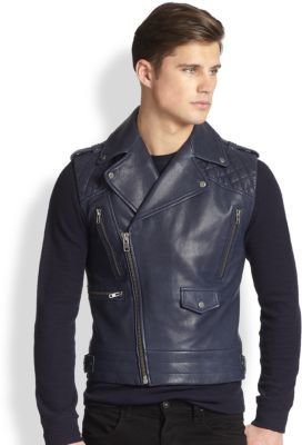Richard Chai Andrew Marc x Jagger Asymmetrical Leather Vest