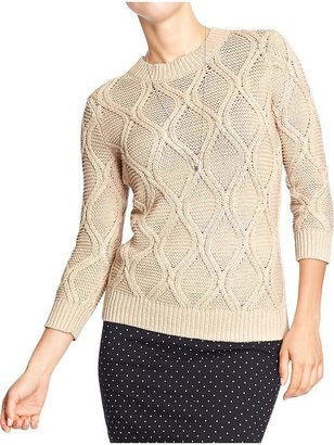 Old Navy Women's 3/4-Sleeve Cable Sweaters