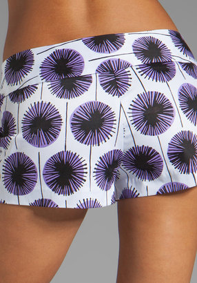 Milly Pinwheel Flowers Print on Stretch Cotton Tab Shorts