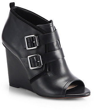 Derek Lam 10 Crosby Zale Leather Buckle-Detail Wedge Ankle Boots