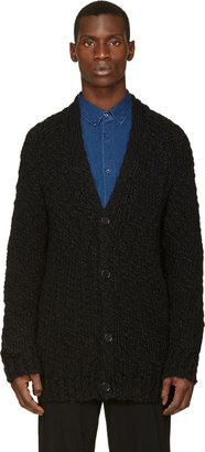 John Undercover Black Pulled Wool Thick Knit Cardigan