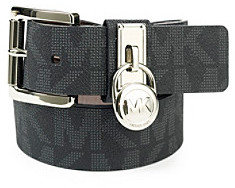 Michael Kors Hamilton Lock Monogram Belt - Black