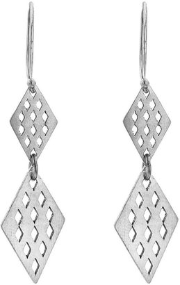 Jane Hollinger Double Diamond Drop Earrings in Silver