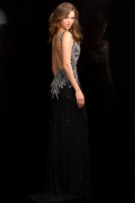Scala 48687 Embellished Evening Gown with Side Slit