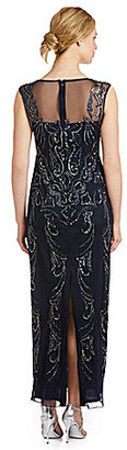 Patra Scroll-Beaded Illusion Gown