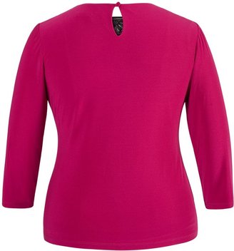 House of Fraser Chesca Fuschia Embellished Top with 3/4 Sleeves