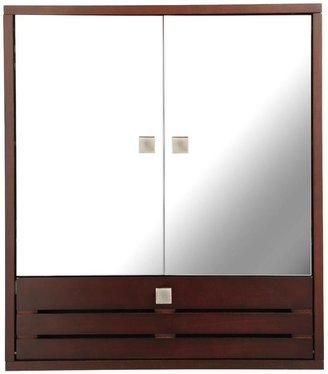 Tottenham Hotspur Slatted 3-Door Mirrored Bathroom Cabinet - Dark Wood