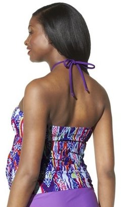 Manhattan Beachwear Inc Women's Maternity Cinched Bandeau Tankini Swim Top - Purple/Blue