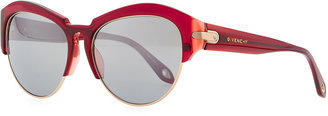 Givenchy Round Plastic Rimless-Bottom Sunglasses, Violet/Red