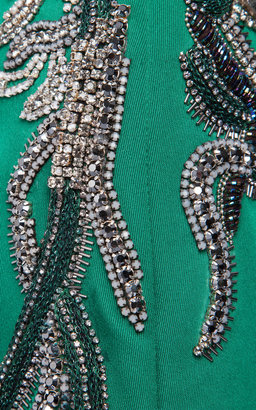 Antonio Berardi Printed Jacquard Sheath Dress With Embroidered Sleeves