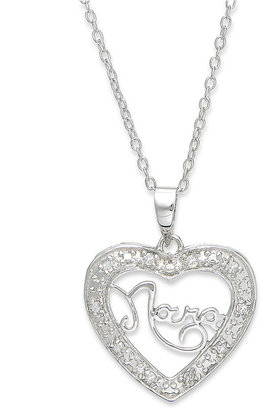 Macy's Diamond Nana Heart Pendant in Sterling Silver (1/10 ct. t.w.)