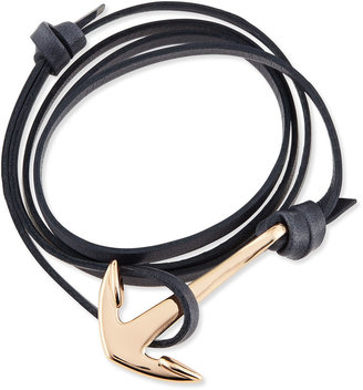 Miansai Anchor Leather Bracelet, Navy