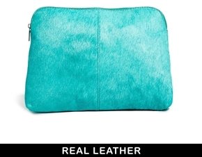 ASOS Leather Clutch Bag In Pony And Soft Construction - Teal