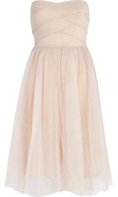 River Island Light pink bandeau mesh prom dress