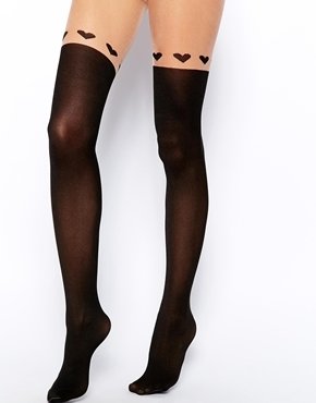 ASOS Nude Top Heart Over The Knee Tights