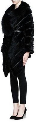Nobrand Mink tail wool-cashmere raccoon fur coat