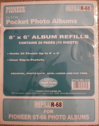 Pioneer Pocket Photo Album 8"x6" Refills, 10 Sheets (20 Pages)