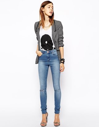 ASOS RIDLEY JEANS Ridley Skinny Jeans in Heritage Blue with Ripped Knees