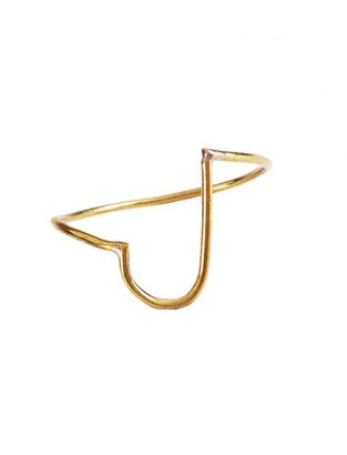 Kim Kardashian Love Loud Wire Wrapped Initial Ring in Gold Vermiel as seen on