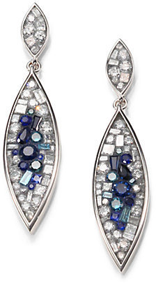 Marquis Plevé Blue Burst Diamond, Sapphire & 18K White Gold Drop Earrings