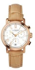 Links of London Richmond Womens Rose Gold Plate & Beige leather Chronograph Watch