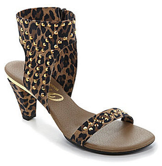 Onex Showgirl Studded Leopard-Print Ankle-Strap Sandals