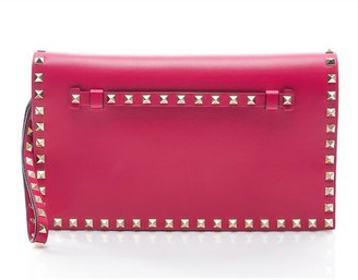 Valentino Pre-Owned Pink Leather Rockstud Clutch
