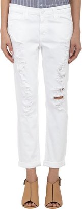 Current/Elliott Women's Distressed The Fling Jeans-White