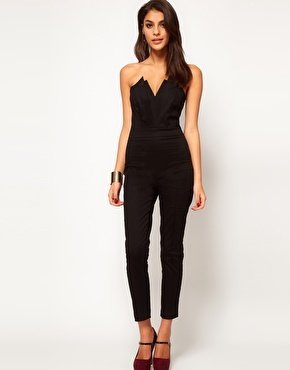 ASOS Jumpsuit With Pleat Bust Origami Detail - Black