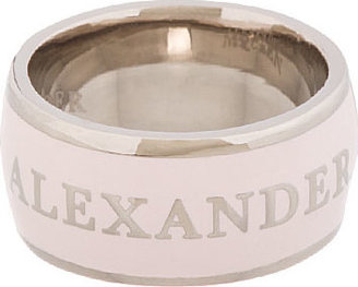 Alexander McQueen Silver & Pink Enamel Ring