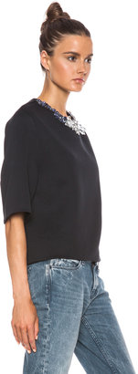3.1 Phillip Lim Techno Jersey Oversized Tee with Jewel Encrusted Neckline in Midnight