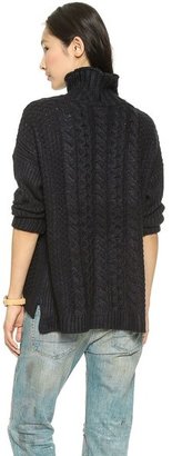 Bop Basics High Low Cable Knit Turtleneck Sweater