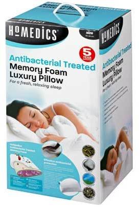 Homedics Antibacterial Memory Foam Pillow.