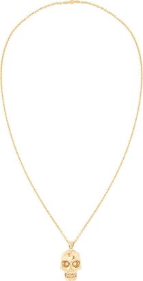 Alexander McQueen Gold & Crystal Crosshatched Skull Necklace