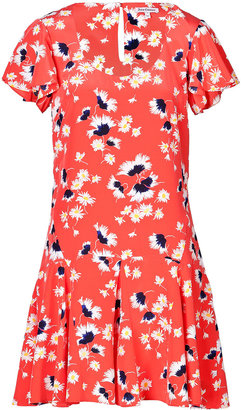 Juicy Couture Silk Feather Floral Print Dress in Persimmon
