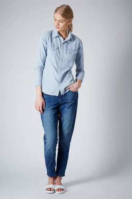 Topshop Moto fitted chambray shirt