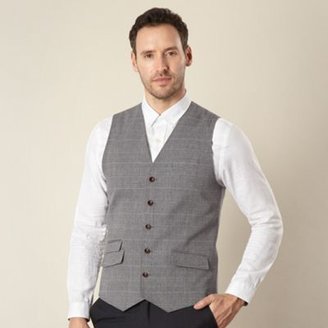 RJR.John Rocha Big and tall designer grey linen mix checked waistcoat