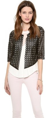 Milly Perforated Leather 3/4 Sleeve Jacket
