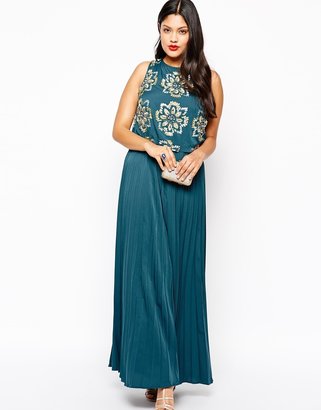 Red Carpet ASOS CURVE Exclusive Maxi Dress with Pleated Skirt & Jewelled Bodice