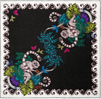 Emma J Shipley Lemur printed silk scarf